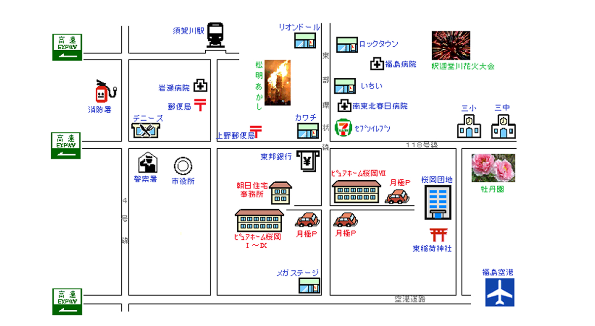 ピュアホーム桜岡の案内図